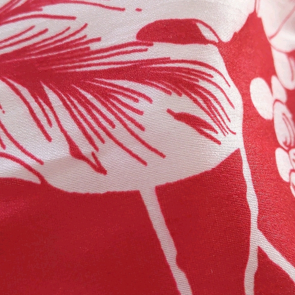 Red & white tropical/floral print sleeveless dress - Picture 11 of 12